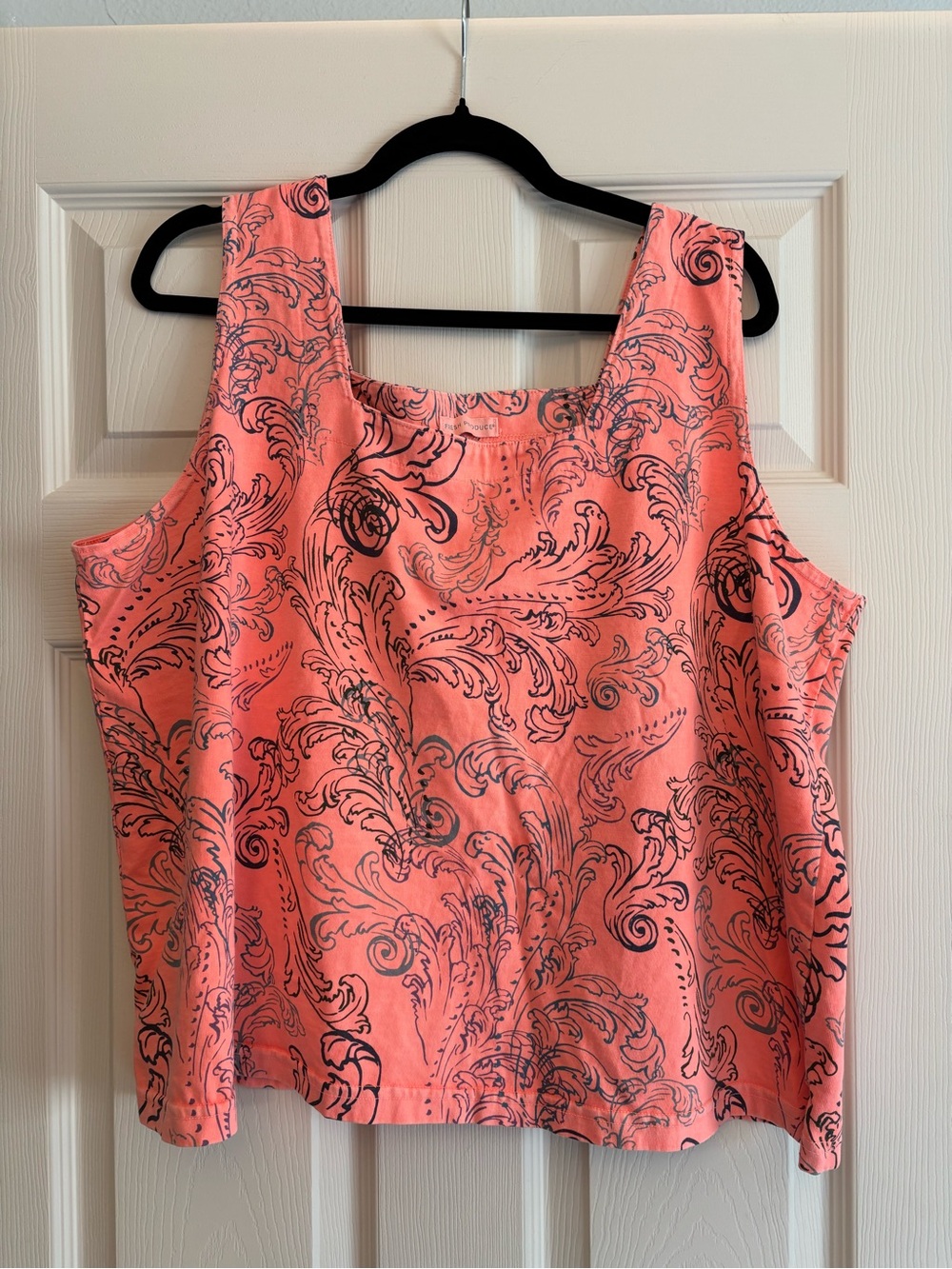 fresh produce Coral Tank Top with Dark Scroll Print